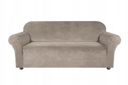 Betræk til 3-personers sofa i beige Cappuccino-fløjl [22Z3]