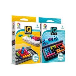IQ Puzzler Pro + IQ Fit - Brädspel för barn 6 år - Pussel för barn 6 år - Brädspel för barn - 240 utmaningar - Resespel