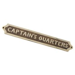 CAPTAIN'S Quarters, Messingsskilt, 35x5 cm