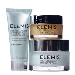 Elemis® VIP-sett: Elemis® Pro-Collagen Oxygenating night cream 15 ml + Elemis® Pro-Collagen Marine cream 30 ml + Pro-Collagen cleansing balm 20 g