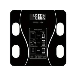 Digitalvåg Mäter vikt/kroppsfett/BMI/muskelmassa - Stöd för flera användare - Högprecisionssensorer - Svart