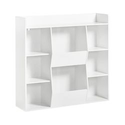 SoBuy Lasten kirjahylly 106x30x104cm – Säilytyshylly 8 avointa lokeroa | Valkoinen KMB55-W