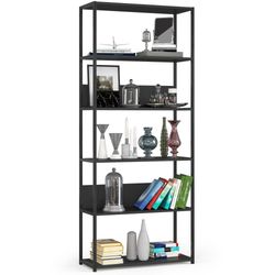 Metalisk loftshylde 80 cm - sort-sort - 6 hylder
