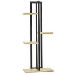 Planteholder 4 niveauer justerbar 110 cm træ sort/natur til inde/ude