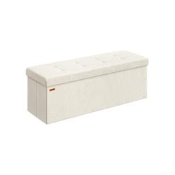 Förvaringsbänk – hopfällbar design – krämvit