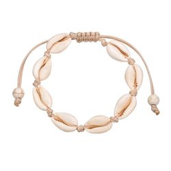 Justerbart Armbånd med hvite skjell - Hvit