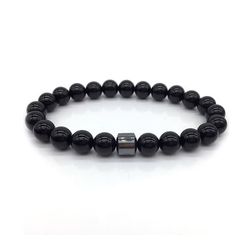 Trendy armbånd svarte steiner og hematitt