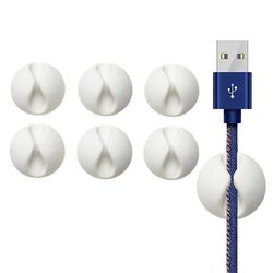 6-pack selvklebende kabelholder hvit