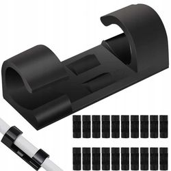 Selvklebende kabelholder - 20-pakk kabelholder svart