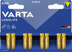 Varta Longlife AAA-Batterier, 8-pakning