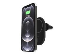 Belkin BoostCharge - Trådløs ladeholder for bil + bilstrømadapter - 10 watt - svart - for Apple iPhone 12, 12 mini, 12 Pro, 12 Pro Max, 13, 13 mini,