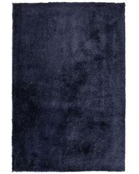 Gulvtæppe Mørkeblå Polyester og Bomuld 160 x 230 cm Stor Blød Fluffy Shaggy Uldtæppe Gulv Entré Stue Sofabord Spisebord Moderne Pigeværelse