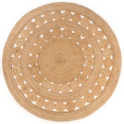 vidaXL Teppe flettet jute 240 cm rundt