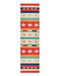 Kelimmatta Flerfärgad Bomull 80 x 300 cm Handvävd Matta för Golv och Vägg Geometriskt Mönster Vändbar Design Fransar Vardagsrum Hall Sovrum