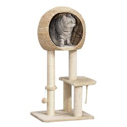 Rootz Cat Tree Kradsestolpe - Beige - Konstrueret træ, Plys, Sisal - 18,89 cm x 15,74 cm x 39,37 cm