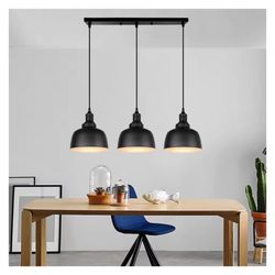 Bomclap Industriell Vintage Taklampa - Justerbar 1/3-armad Hänglampa i Svart Metall för Kök, Matsal & Sovrum