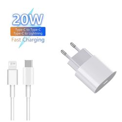 20W USB-C hurtigoplader til iPhone med 1m kabel, kompatibel iPhone 5-14 Pro Max