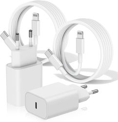 1-Pack - Laddare för iPhone Adapter+Kabel 20W USB-C Snabbladdare