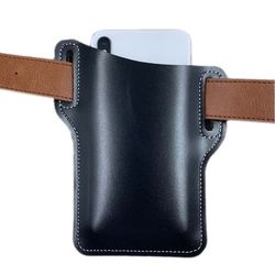 Hihnanpidike matkapuhelimelle nahka - musta