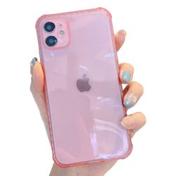iPhone 12 ohut vaaleanpunainen läpikuultava kuori läpinäkyvä