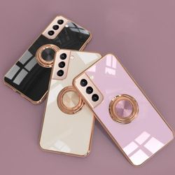 Samsung S22 ULTRA - Ylellinen Tyylikäs kotelo rengasjalustatoiminnolla Kulta