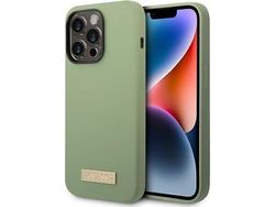 Guess hardt deksel til iPhone 14 Pro Max 6,7 GUHMP14XSBPLA khaki – Liquid Silicone Logo Plate MagSafe