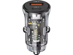 Usams charger USAMS C32 1xUSB+1xUSB-C car charger 30W Fast Charge black/black (US-CC164)