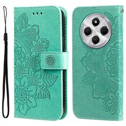 Til Xiaomi Redmi 14C Lommebok-deksel med blomstermønster - grønn
