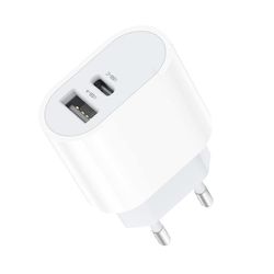 Snabbladdare för iPhone / Samsung Dual Port USB-C / USB Väggladdare