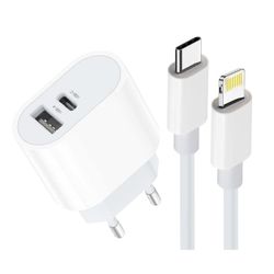 Apple iPhone kompatibla USB, USB-C Snabbladdare med Lightning Kabel