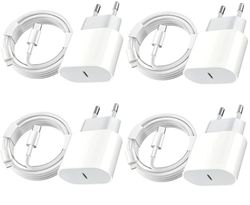 4 Pack Laddare till iPhone + kabel USB-C 20W Snabbladdare