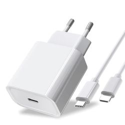 20W snabbladdare för Apple iPhone 13 12 11 Pro Max, Mini X XS XR, AirPods, iPad, USB C v EU Adapter Laddare och kabel AK