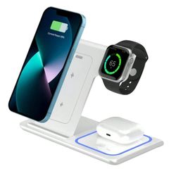Trådløs mobiloplader 3-i-1 Magsafe Foldbar Hvid