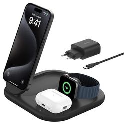 Original Belkin BoostCharge 3-i-1 laddstation WIZ029VF - Öppnad Förpackning - Svart