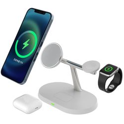 OBOSOE Trådlös 3-i-1 Magnetisk Laddningsstation - Snabbladdning för iPhone, AirPods & Apple Watch - USB-C Laddare