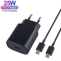 Oplader til Samsung 25W Hurtig Oplader USB-C - Strømadapter+Kabel 2 Meter
