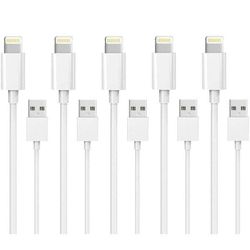 Laddningskabel, 1 meter USB-Lightning-laddkabel för Apple 13/12/11/Xs/Max/X/8/7/6/5/SE (5-pack)