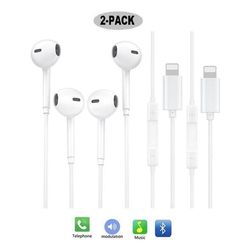 2-PACK Lightning Bluetooth Wired Earphone för iPhone iPad iPod