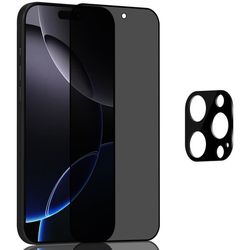1-Pack Iphone 16 Pro Max Privacy Skærmbeskyttelse & 1-Pack linsebeskyttelse - Hærdet Glas 9H - Super kvalitet 3D