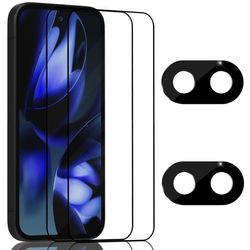 2-Pack Google Pixel 9a Skærmbeskyttelse & 2-Pack linsebeskyttelse - Hærdet Glas 9H - Super kvalitet 3D