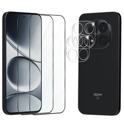 2-Pack Xiaomi Redmi Note 15 Pro 5G Skærmbeskyttelse & 2-Pack linsebeskyttelse - Hærdet Glas 9H - Super kvalitet 3D