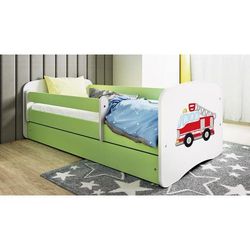 Tremmeseng - Babydreams Grøn - Brandbil Med Kasse Og Madras 140x70 Cm