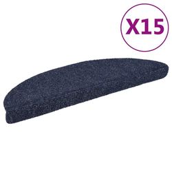 vidaXL Trappematter selvklebende 15 stk 56x17x3 cm blå halvrund