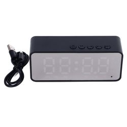 Spejlvækkeur Bluetooth-højttaler Genopladeligt digitalt vækkeur Bluetooth-højttaler til soveværelse Stue Kontorbord Sort