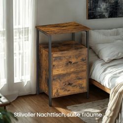 Sängbord, sidobord, med 2 lådor
