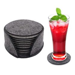 10-pakke med reversible glassbaser i grått teppe med holder