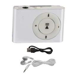 MiniMP3 BackClip Afspiller - Bærbar Digital Musikafspiller med Hovedtelefoner og USB-Kabel (Sølv)