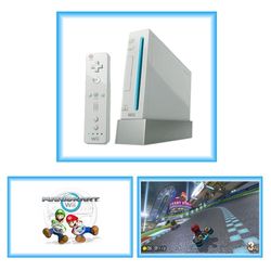 Nintendo wii+mario kart game+(begagnad, bra skick)