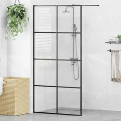 Duschvägg i klart ESG-glas - Modern duschpartition | Storlek: 100x195 cm | Färg: Svart