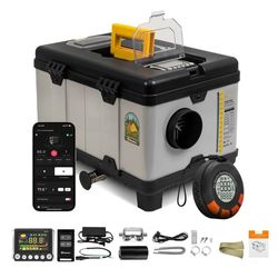 Sunster 8kW Dieselvarmer Dieselfyr med CO-alarm, Bluetooth & App-styring, 12V/24V & 110–240V, Transportabel luftvarmer med LCD til bil, lastbil